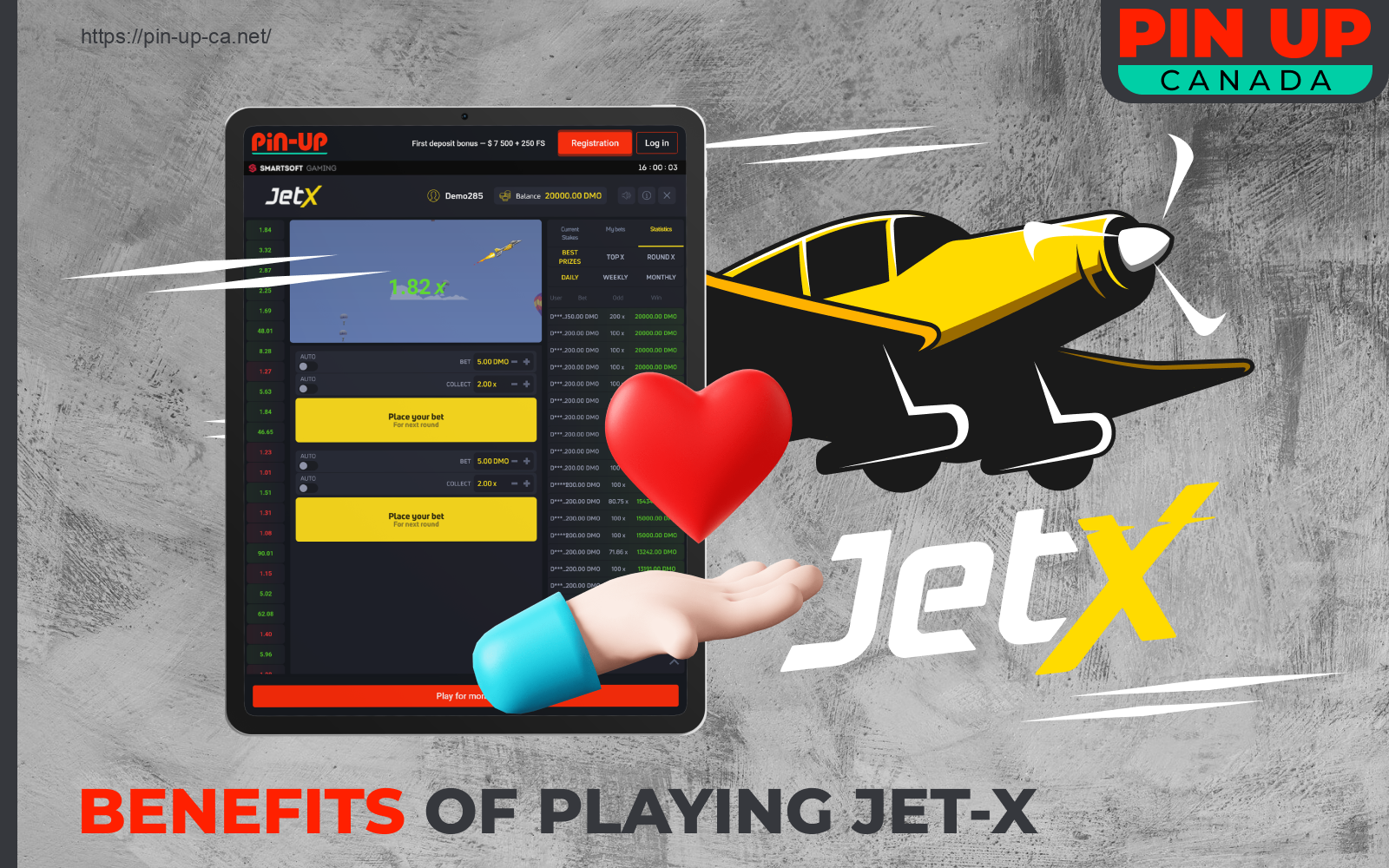 Playing Jet-X on Pin Up provides Canadian players with many advantages